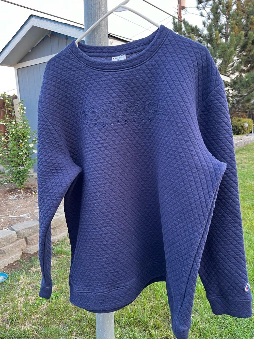 Champion Quilted Crewneck Sweatshirt - Navy Blue